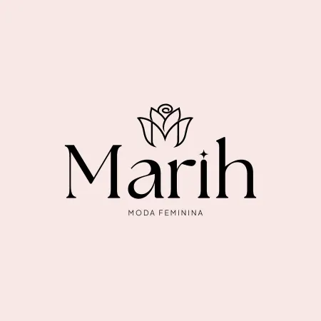 Logotipo Marih, moda feminina, preto sobre rosé