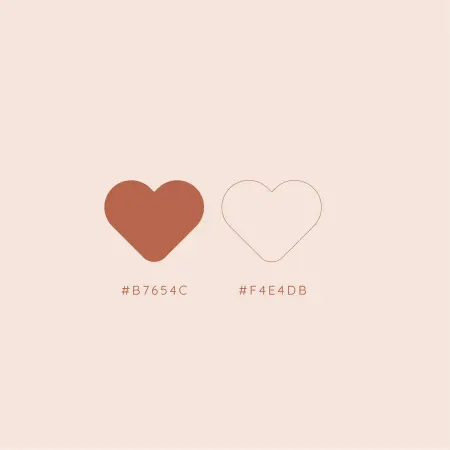 Paleta de cores: #B7654C e #F4E4DB